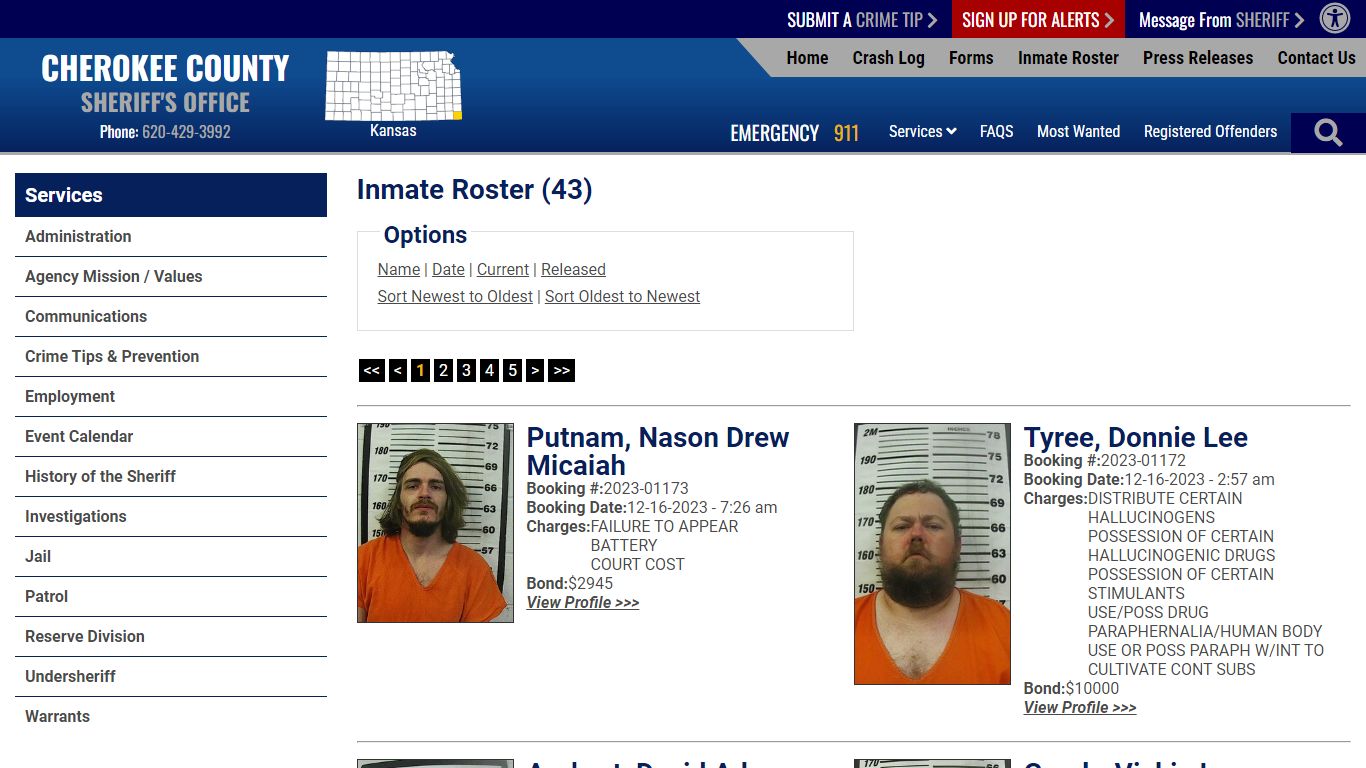 Inmate Roster (39) - Cherokee County Sheriff KS