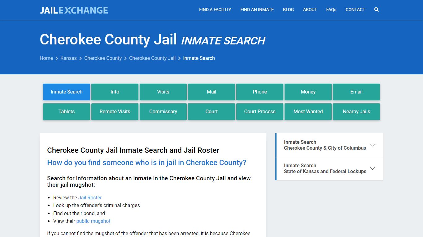 Inmate Search: Roster & Mugshots - Cherokee County Jail, KS