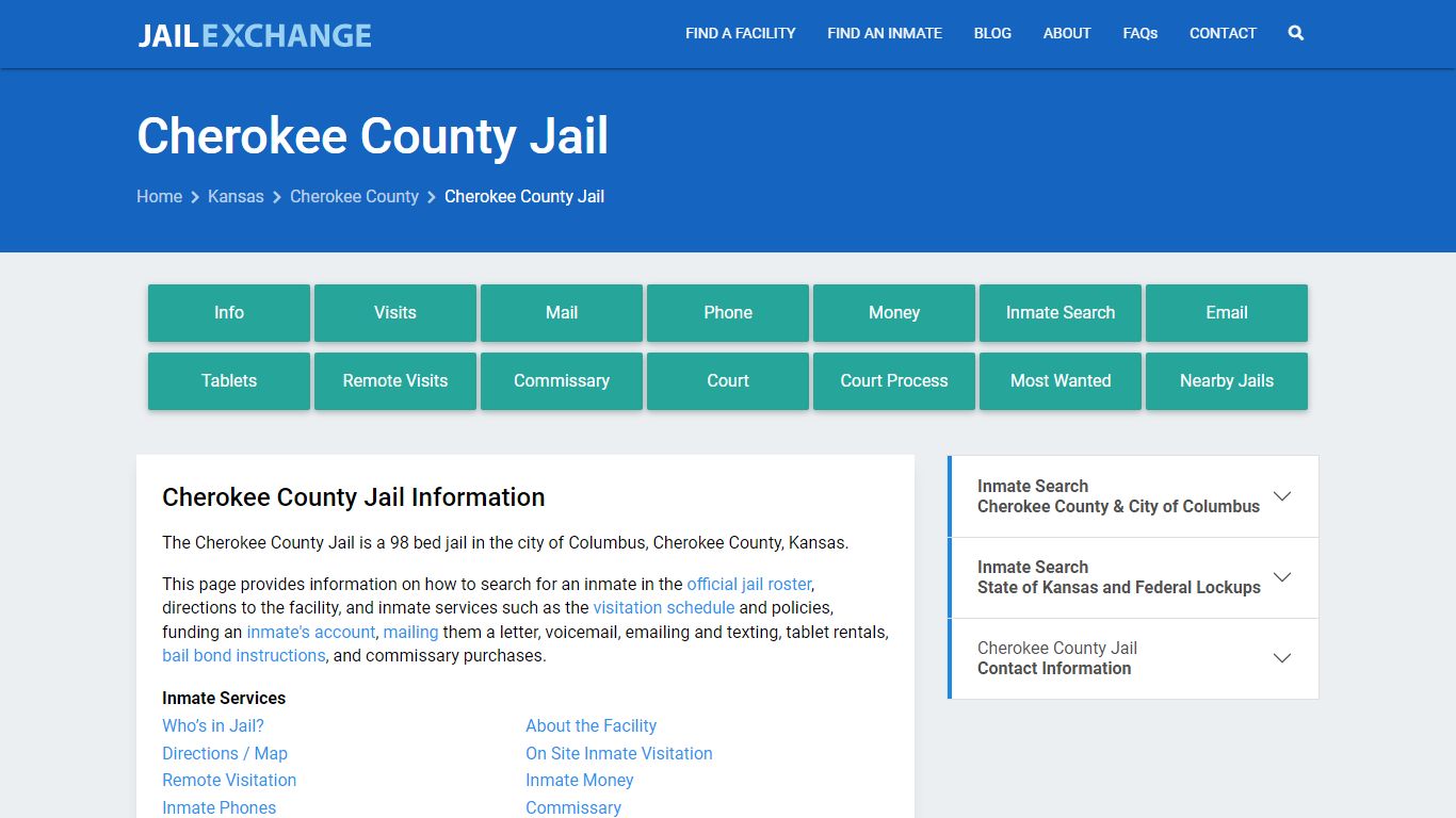 Cherokee County Jail, KS Inmate Search, Information